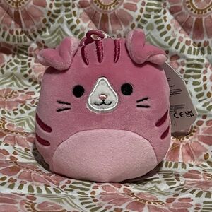 Geraldine Squishmallow Clip - Pink Scottish Fold Cat Squishmallow Clip-on Plush